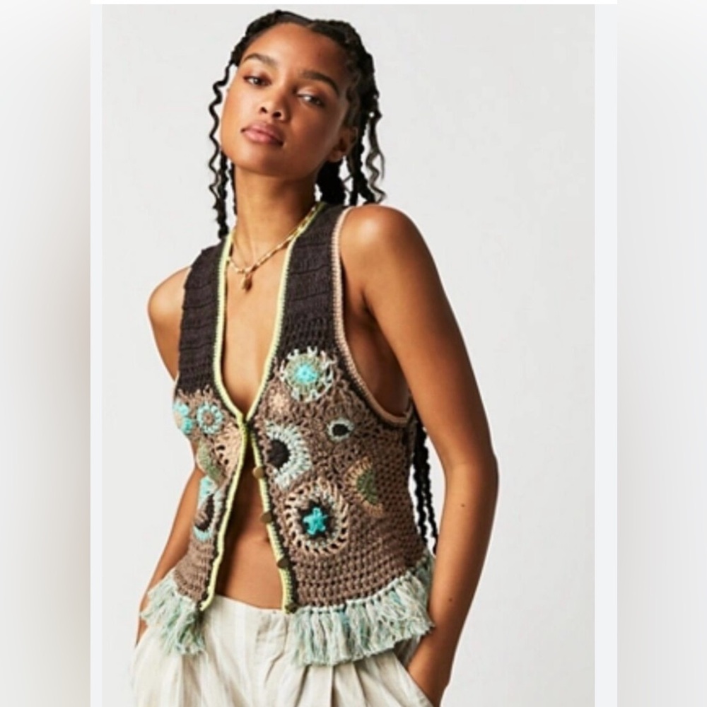 Free People Desert Rose Crochet Vest - Picture 4 of 5